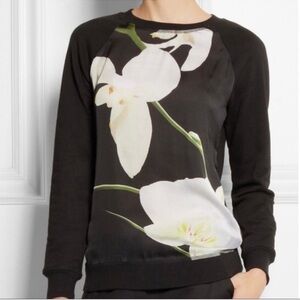 ALTUZARRA orchid elegant ethereal white flower black sweatshirt top Sz M Target